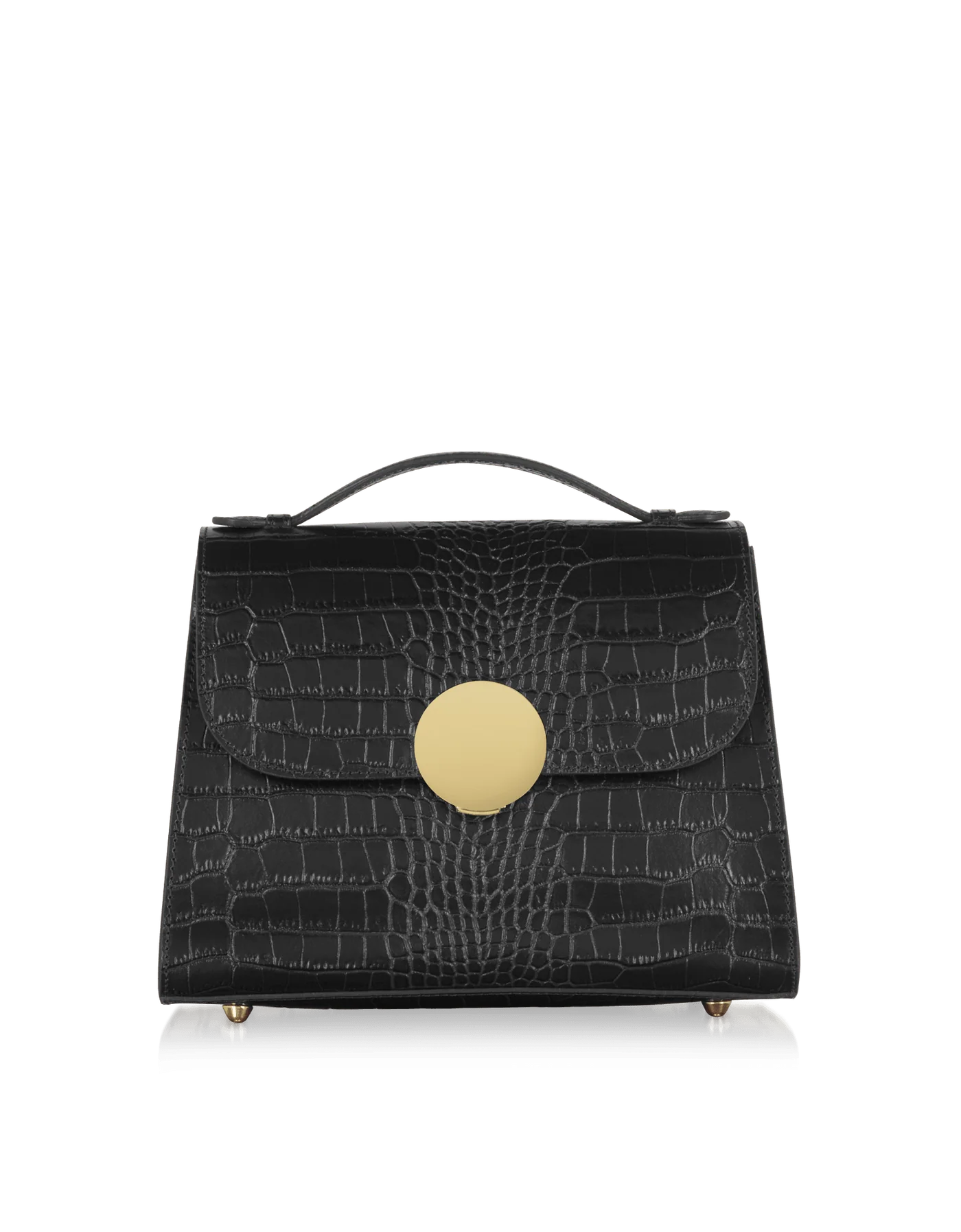 Bombo Croco Embossed Leather Top-Handle Satchel Bag w/Strap